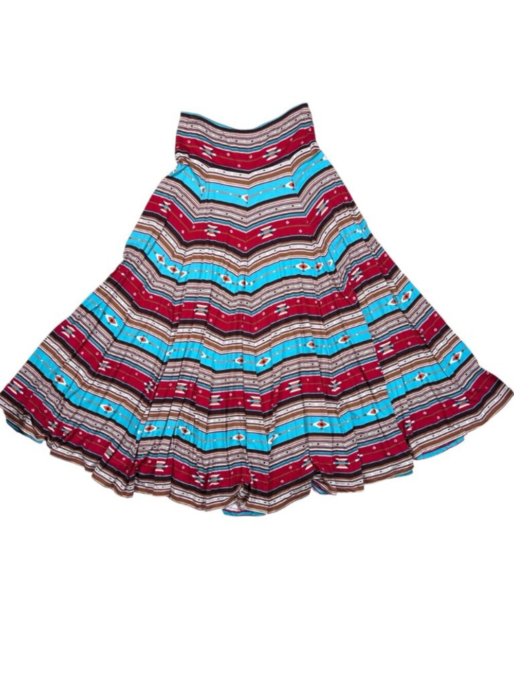 Rancho Estancia Large Southweast Aztec Print Maxi Skirt Flowy Western - Picture 2 of 5